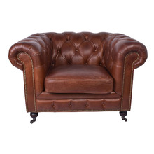 Cristy Chesterfield Aged Cowhide Leather Armchair